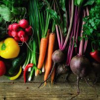 vegetables,on,wooden,background.,bio,healthy,organic,food,,herbs,and